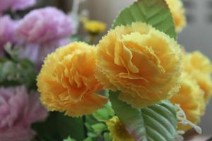 Yellow Yarn-Dyed Silk Fabric Flower